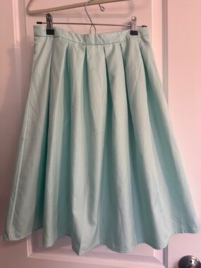 Pleated Circle Skirt in Mint - Women’s Skater Style